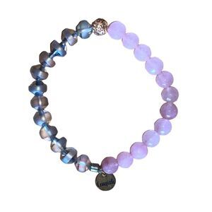 Erimish Beaded Elastic Bracelet Pale Pink & Gray